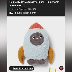 Pillowfort Rocket Plush - Blue, Orange, Gray